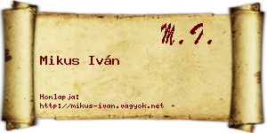 Mikus Iván névjegykártya